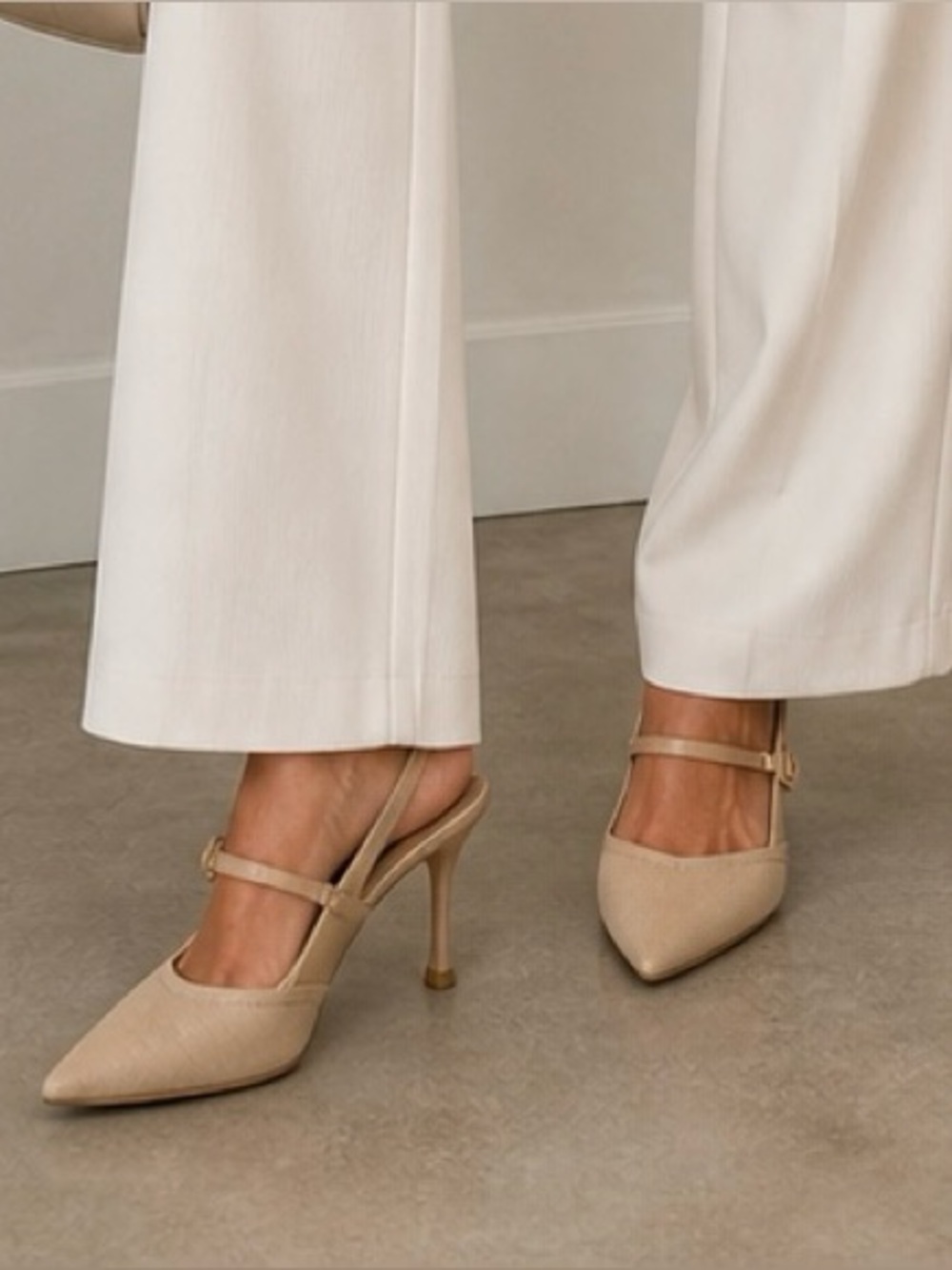 Classic Beige Pointed-Toe Stiletto Heels